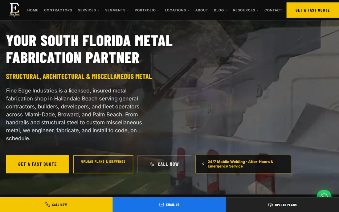 The new Fine Edge Industries website built by Villex Web